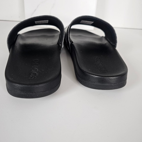 Adidas Adilette Comfort Slides Black White Three Stripe Logo Women US 7 Swim - Picture 8 of 10